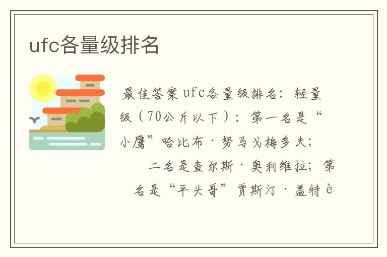 ufc各量级排名