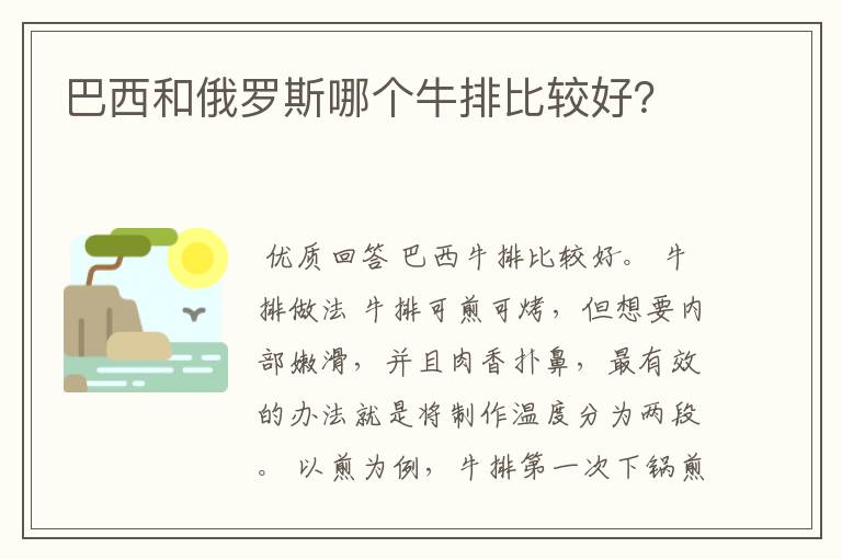 巴西和俄罗斯哪个牛排比较好？