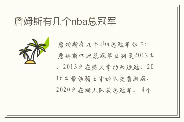 詹姆斯有几个nba总冠军