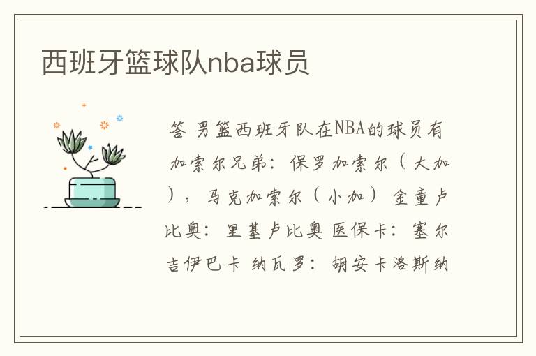 西班牙篮球队nba球员