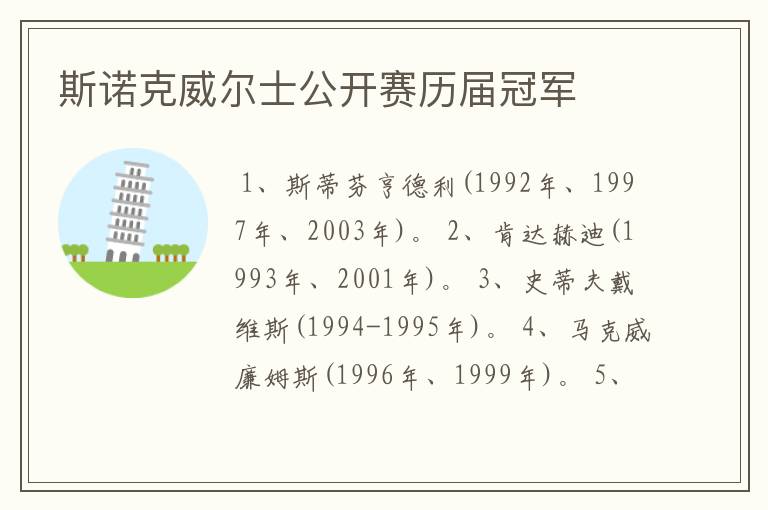 斯诺克威尔士公开赛历届冠军