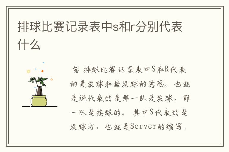 排球比赛记录表中s和r分别代表什么