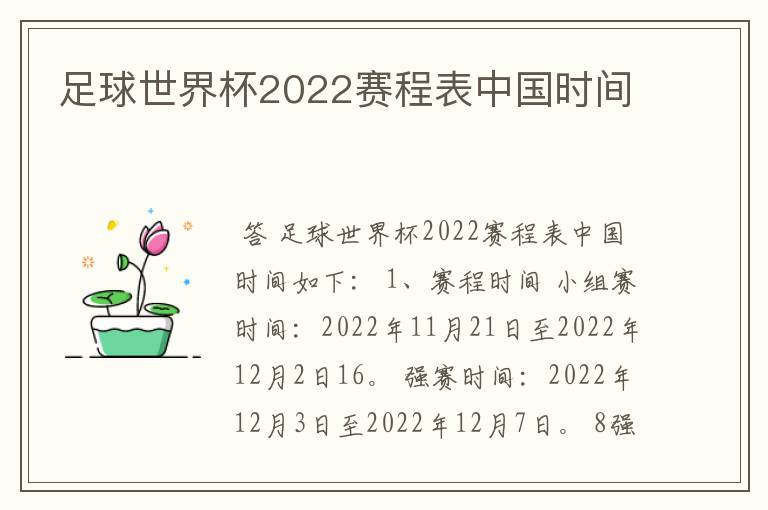 足球世界杯2022赛程表中国时间