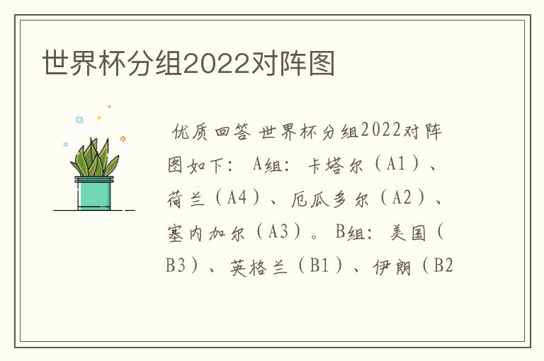 世界杯分组2022对阵图