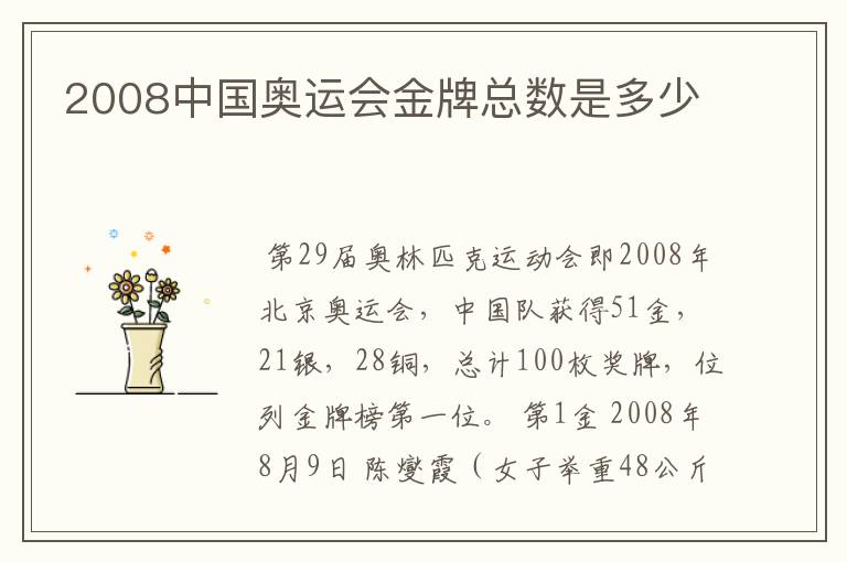 2008中国奥运会金牌总数是多少