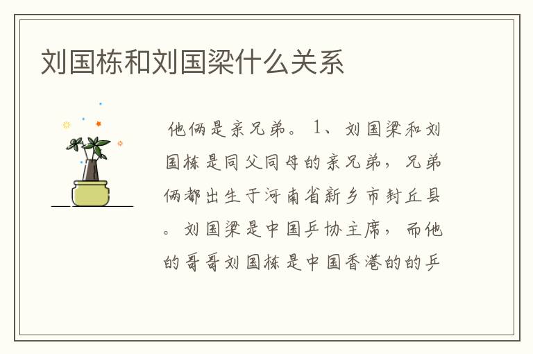 刘国栋和刘国梁什么关系