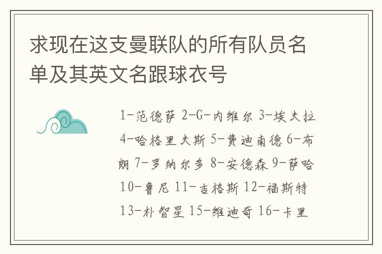 求现在这支曼联队的所有队员名单及其英文名跟球衣号