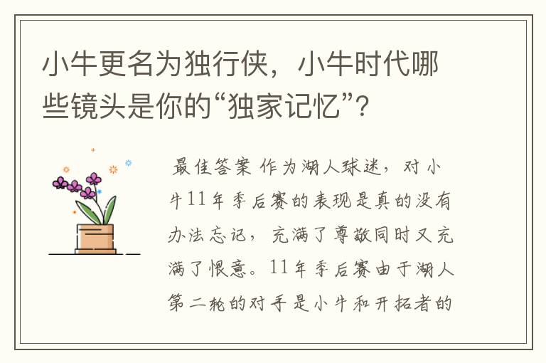 小牛更名为独行侠，小牛时代哪些镜头是你的“独家记忆”？