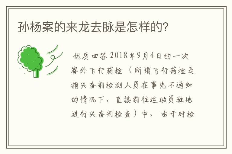 孙杨案的来龙去脉是怎样的？