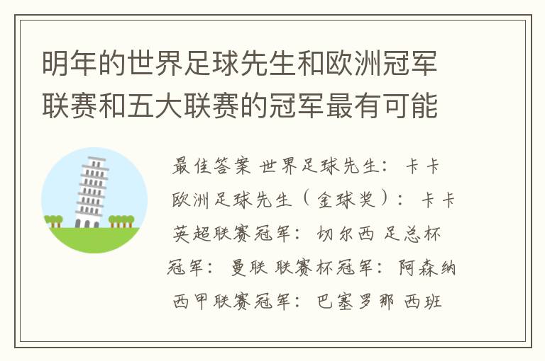 明年的世界足球先生和欧洲冠军联赛和五大联赛的冠军最有可能是谁？