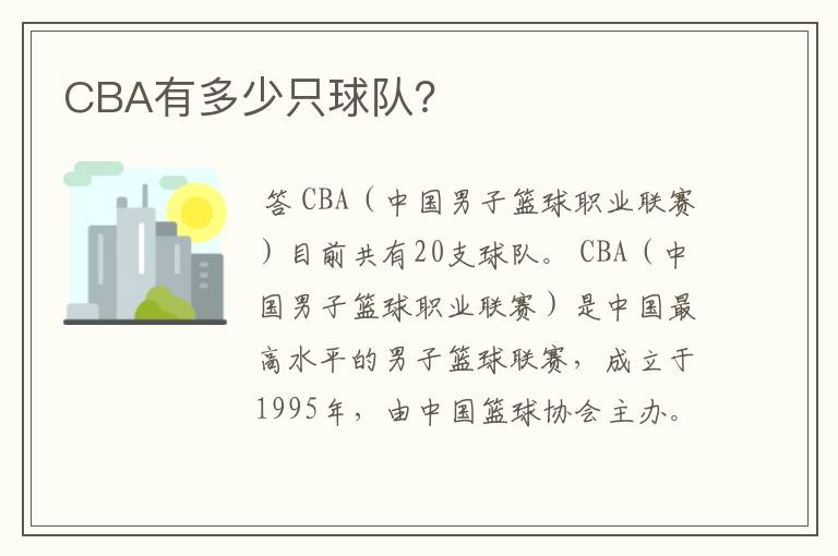 CBA有多少只球队？