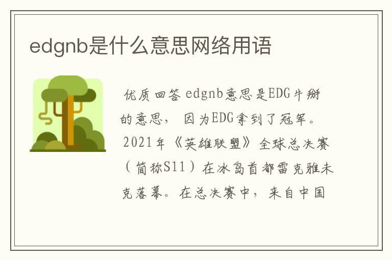 edgnb是什么意思网络用语