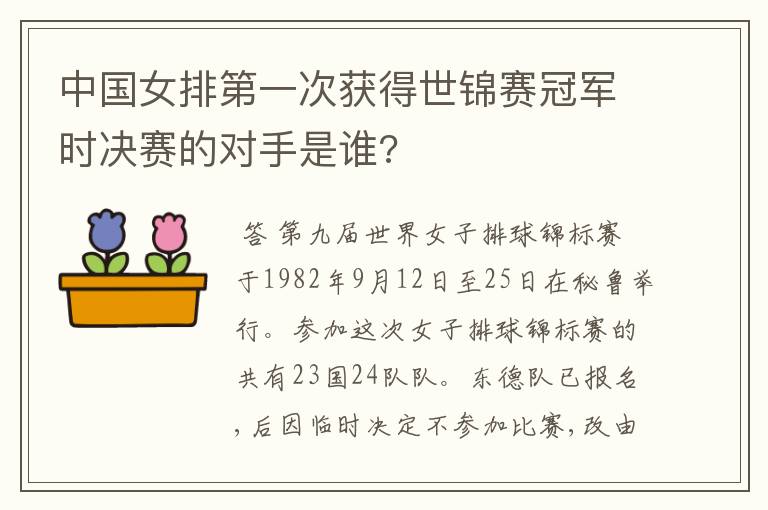 中国女排第一次获得世锦赛冠军时决赛的对手是谁?