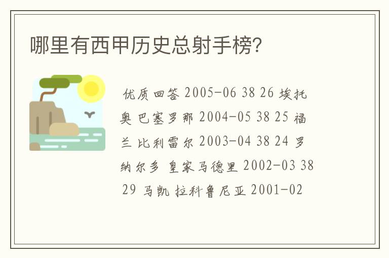 哪里有西甲历史总射手榜？