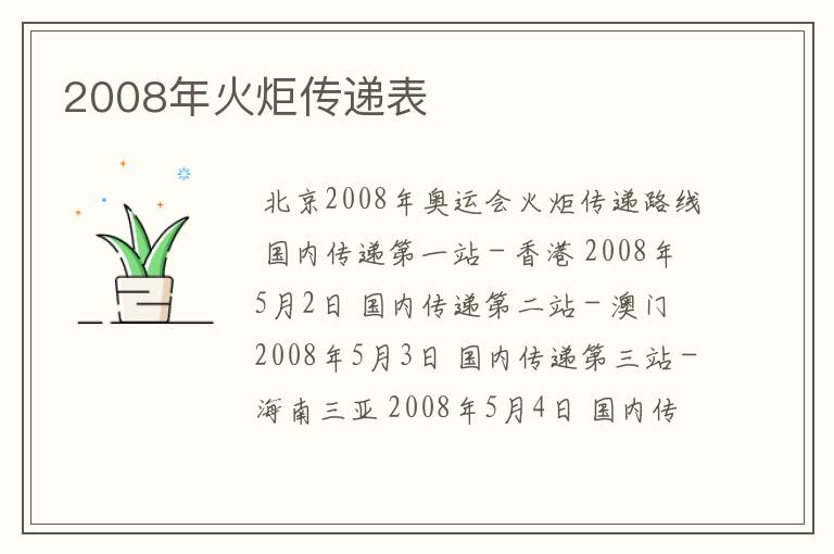 2008年火炬传递表