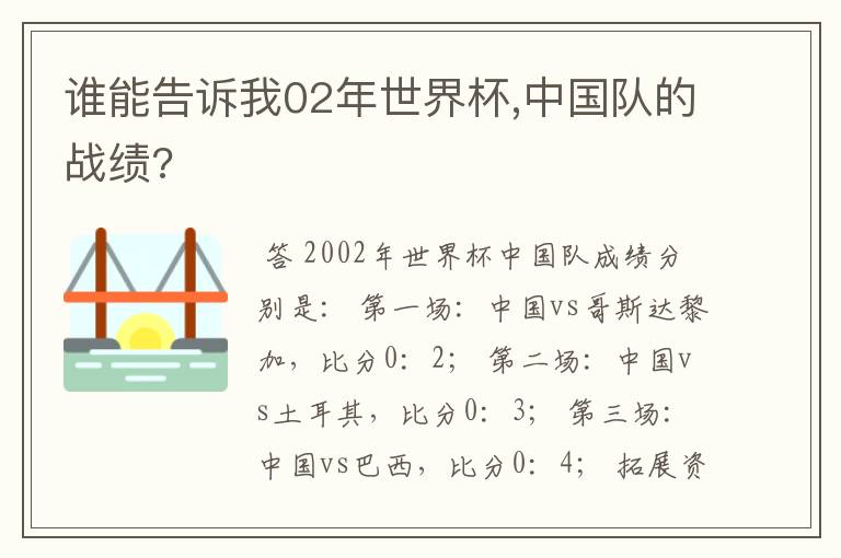 谁能告诉我02年世界杯,中国队的战绩?