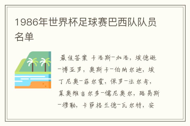 1986年世界杯足球赛巴西队队员名单