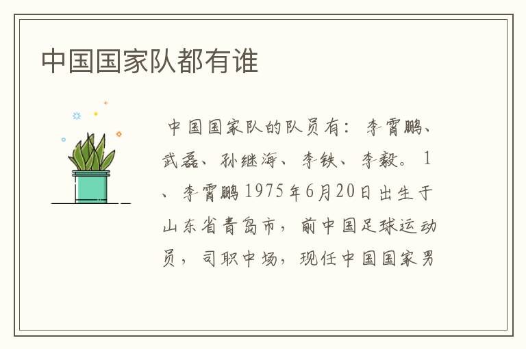 中国国家队都有谁