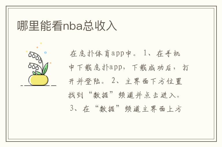 哪里能看nba总收入