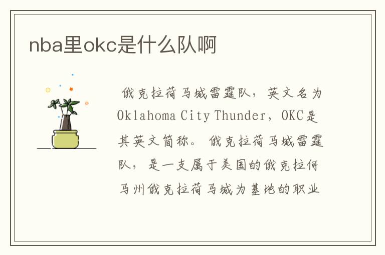 nba里okc是什么队啊