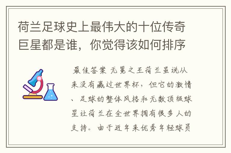 荷兰足球史上最伟大的十位传奇巨星都是谁，你觉得该如何排序？