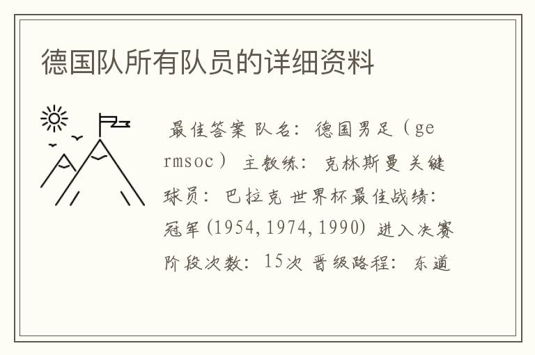 德国队所有队员的详细资料