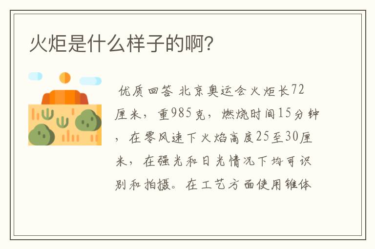 火炬是什么样子的啊？