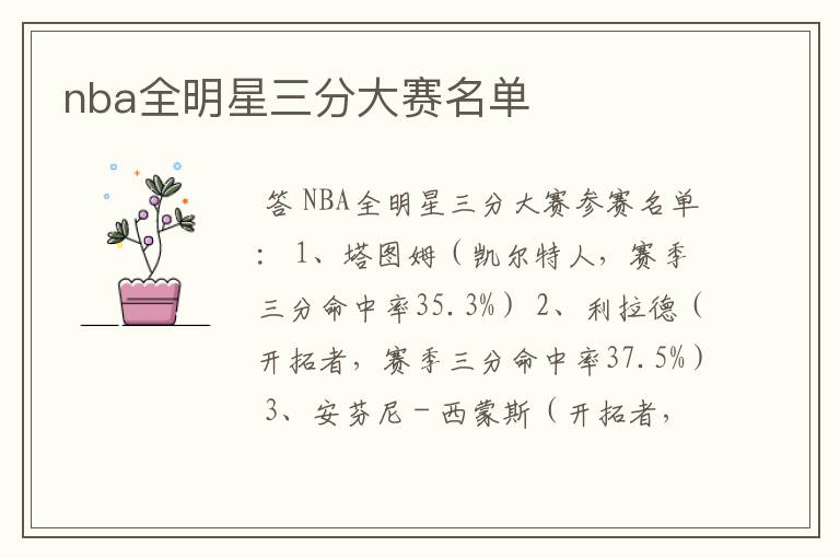 nba全明星三分大赛名单