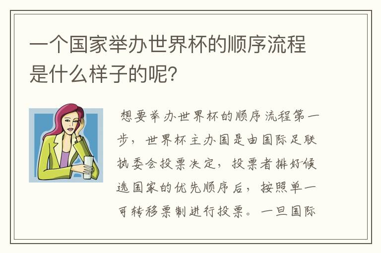 一个国家举办世界杯的顺序流程是什么样子的呢？