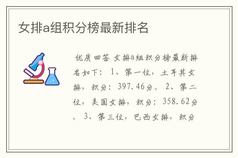 女排a组积分榜最新排名