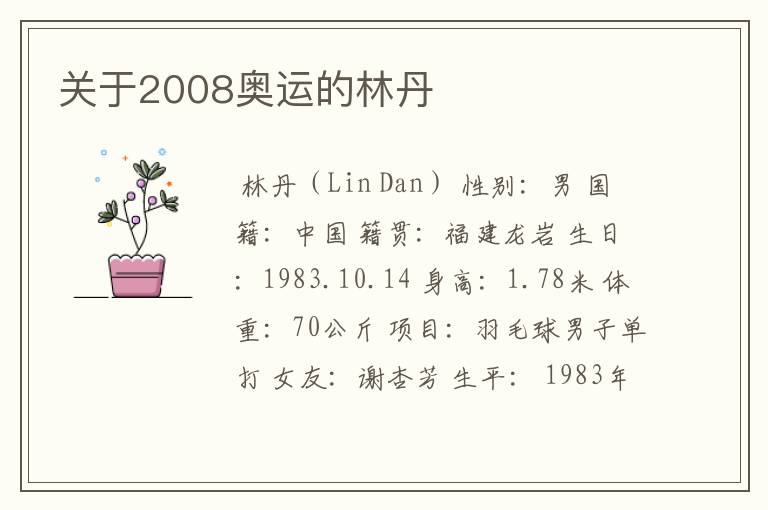 关于2008奥运的林丹