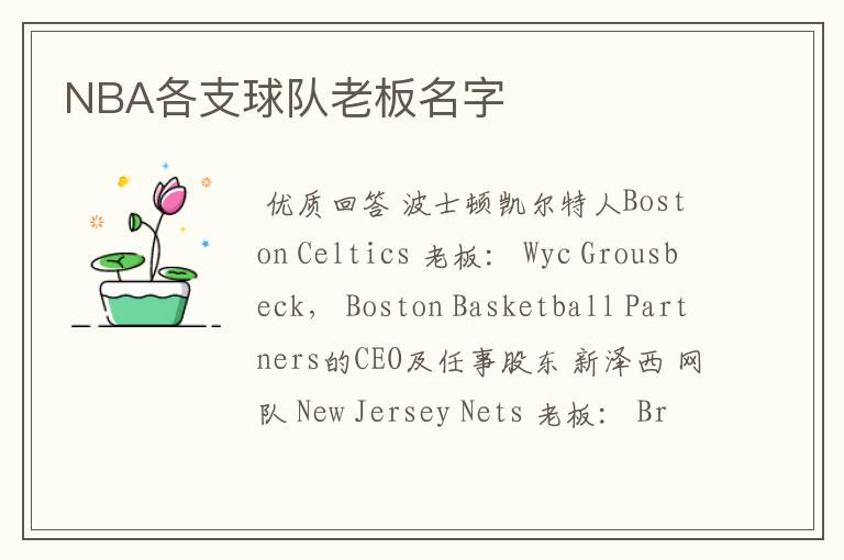 NBA各支球队老板名字