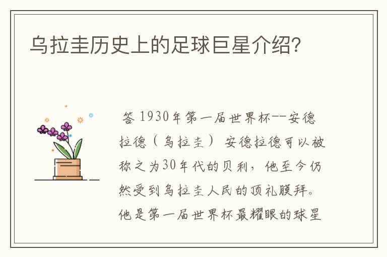 乌拉圭历史上的足球巨星介绍？