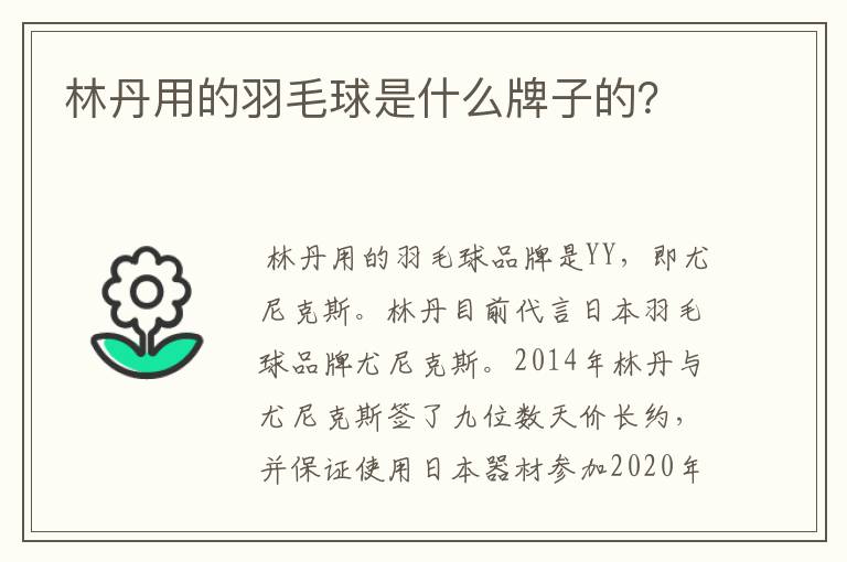 林丹用的羽毛球是什么牌子的？