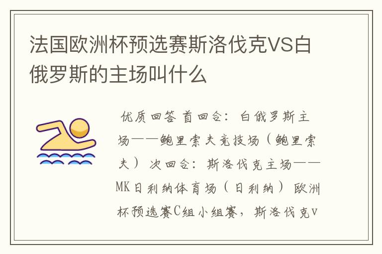 法国欧洲杯预选赛斯洛伐克VS白俄罗斯的主场叫什么