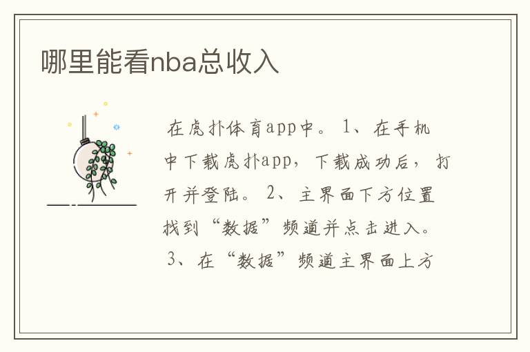 哪里能看nba总收入