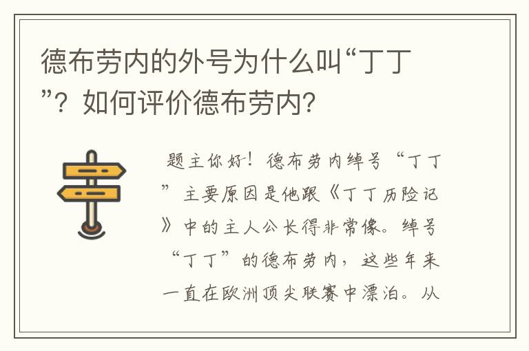 德布劳内的外号为什么叫“丁丁”？如何评价德布劳内？