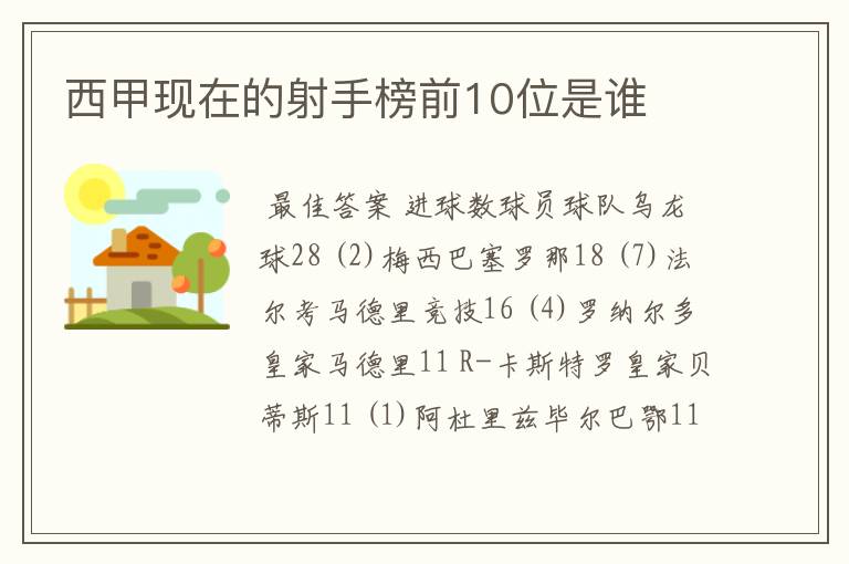 西甲现在的射手榜前10位是谁