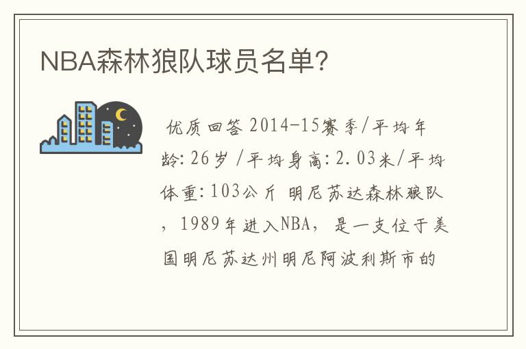 NBA森林狼队球员名单？