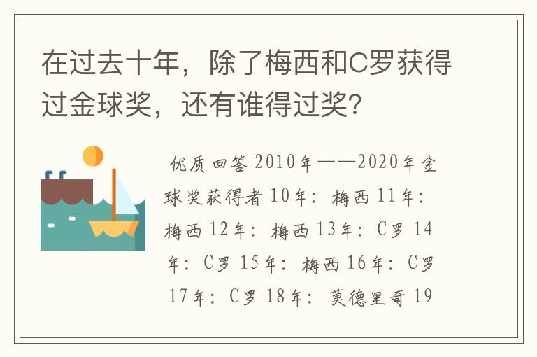 在过去十年，除了梅西和C罗获得过金球奖，还有谁得过奖？