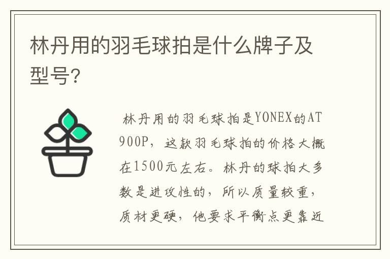 林丹用的羽毛球拍是什么牌子及型号?