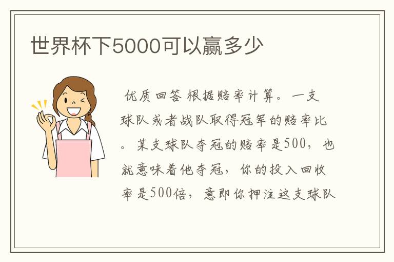 世界杯下5000可以赢多少