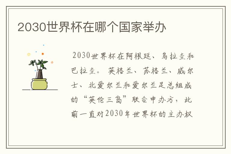 2030世界杯在哪个国家举办