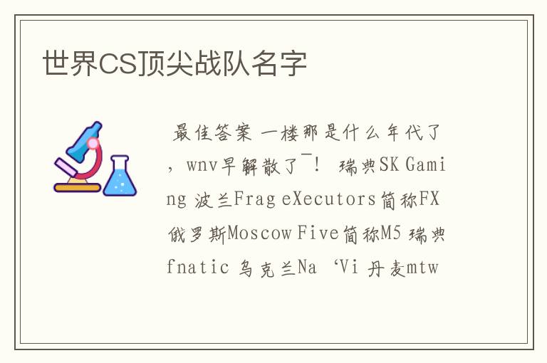 世界CS顶尖战队名字