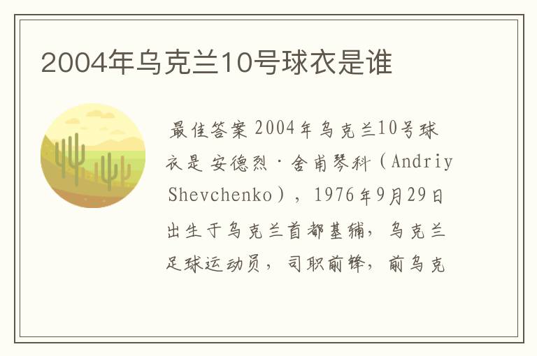 2004年乌克兰10号球衣是谁