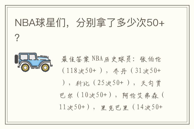 NBA球星们，分别拿了多少次50+？