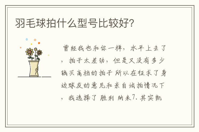 羽毛球拍什么型号比较好？