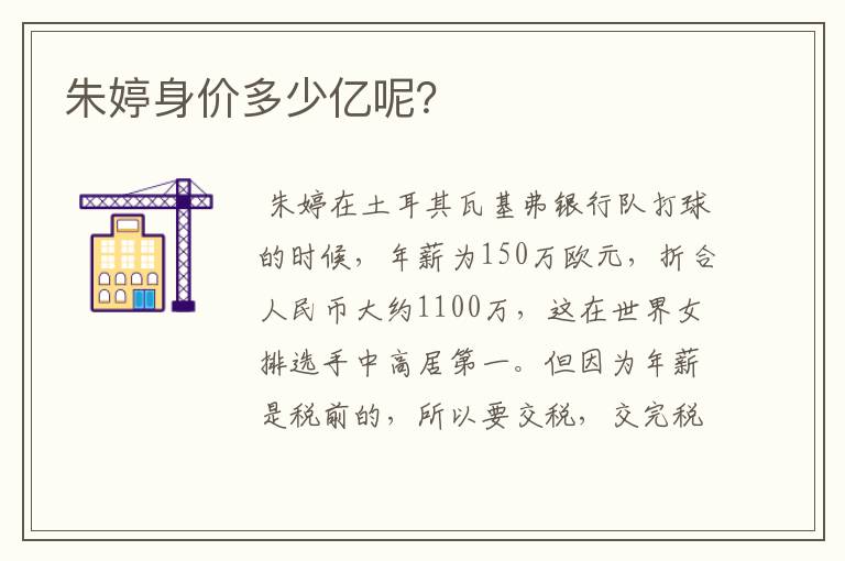朱婷身价多少亿呢？