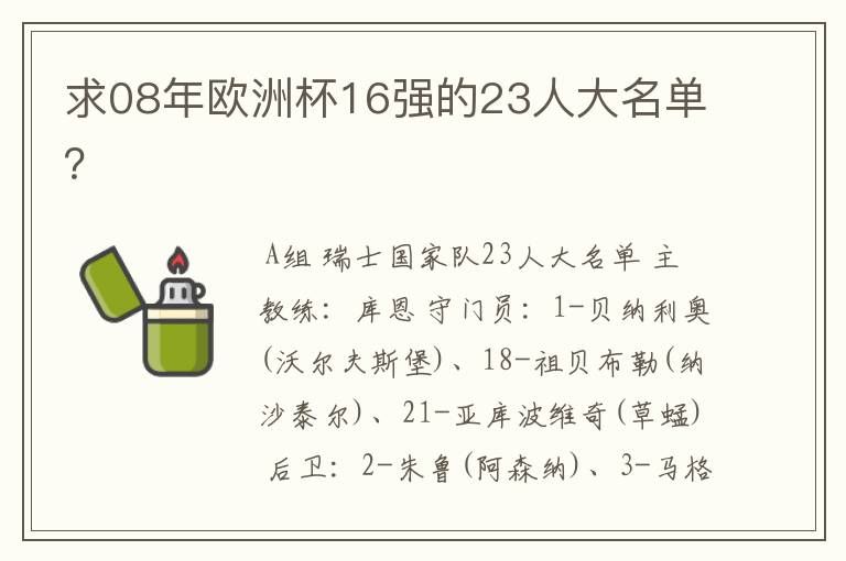 求08年欧洲杯16强的23人大名单？