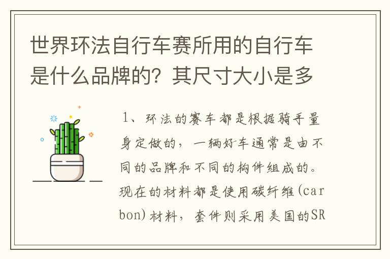 世界环法自行车赛所用的自行车是什么品牌的？其尺寸大小是多少？